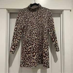Zara medium leopard print mini dress sweater mock neck